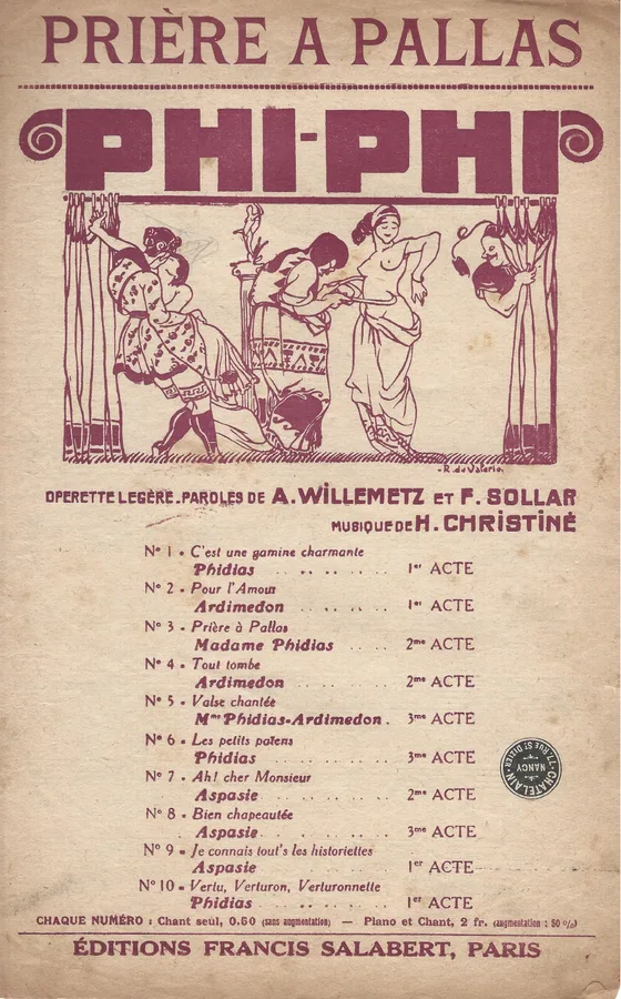 Cover for Henri Christiné | A. Willemetz | Priere a Pallas | Chanson
