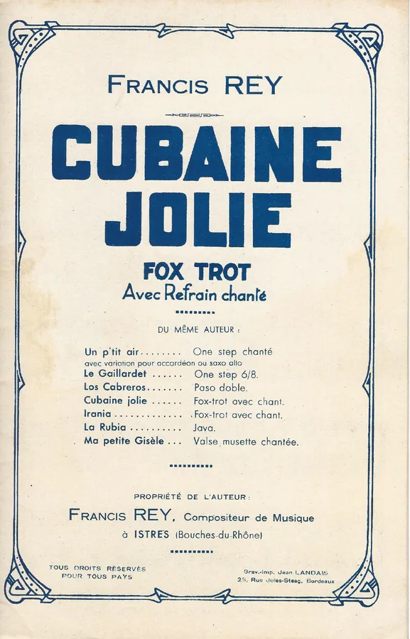 Cover for Francis Rey | Cubaine Jolie | Accordeon