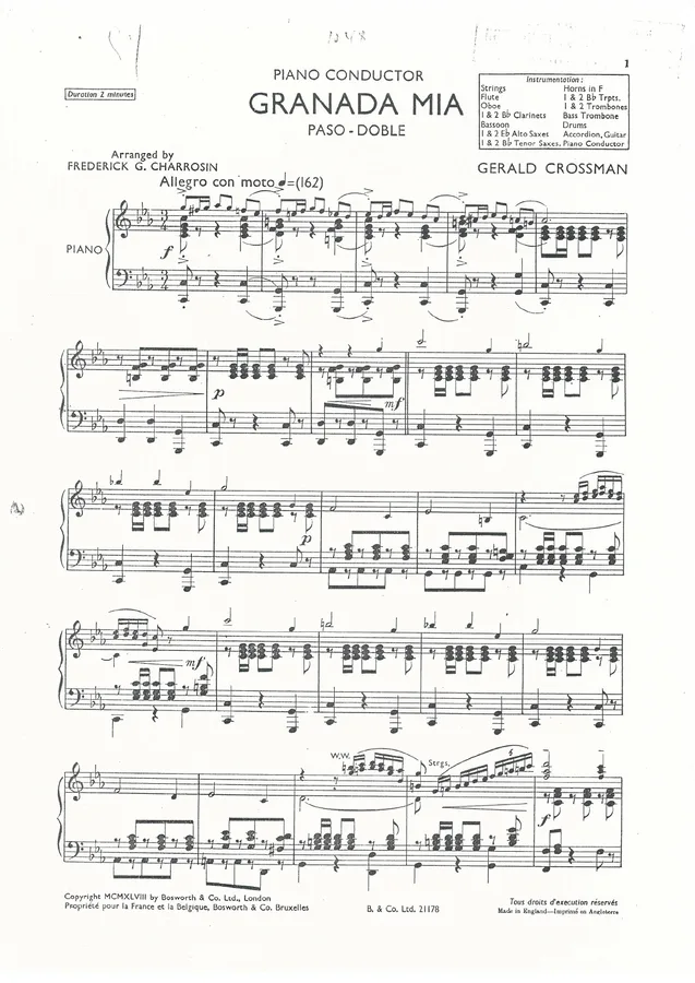 Cover for Gerald Crossman | Granada Mia | Piano