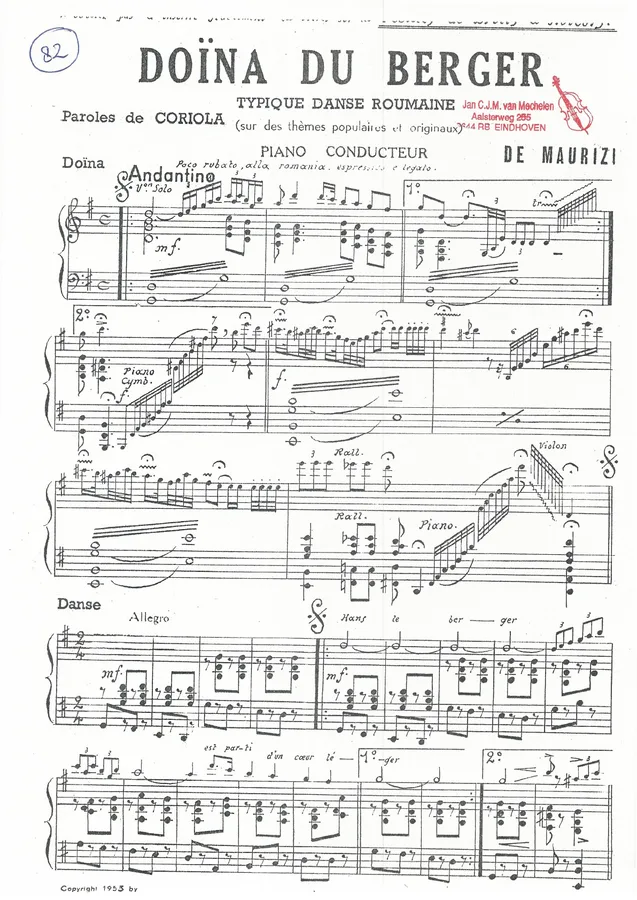 Cover for De Maurizi | Doina du Berger | Small Orchestra