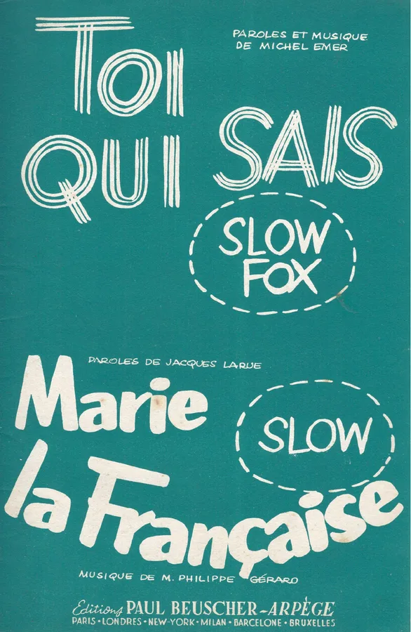 Cover for Michel Emer | Toi qui sais | Piano