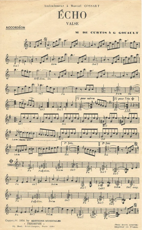 Cover for M. de Curtis | G. Gouault | Echo | Accordeon | Piano