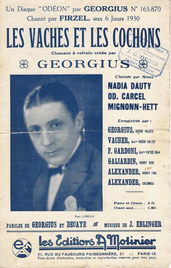 Cover for Emile Vacher | Jean Eblinger | Les Vaches et les Cochons | Chanson