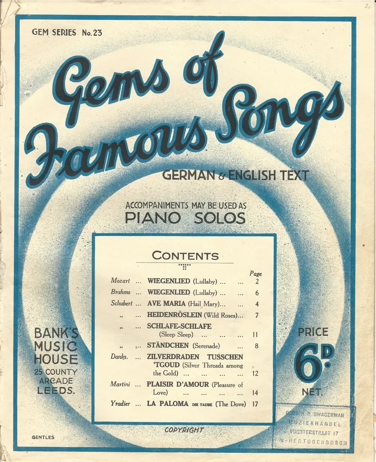 Cover for Gems of Famous Songs | Piano | Vocals