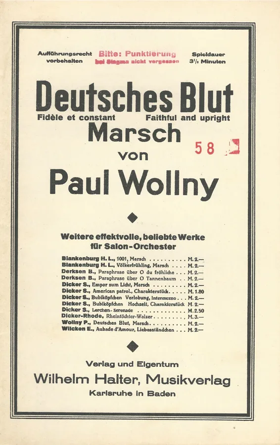 Cover for Paul Wollny | Deutsches Blut | Orchestra