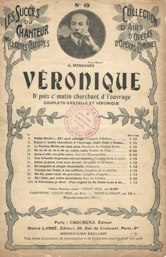 Cover for Andre Messager | D'puis c'matin cherchant d' l'ouvrage | Vocals