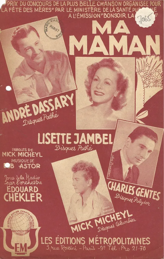 Cover for Andre Dassary | Lisette Jambel | Bob Astor | Ma Maman | Vocals