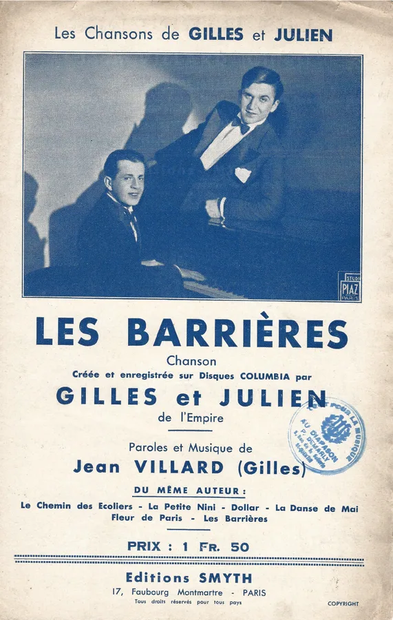 Cover for Jean Villard | Gilles et Julien | Les Barrieres | Chanson