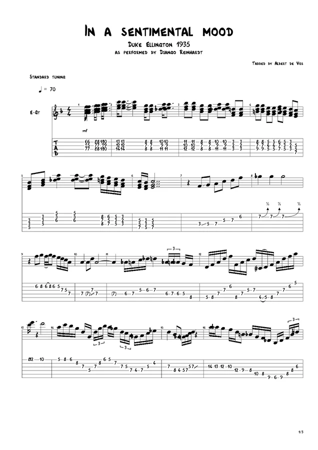 Cover for Django Reinhardt | Duke Ellington | In a Sentimental Mood | Guitar Manouche