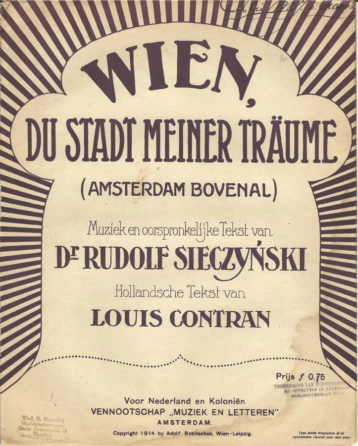 Cover for Rudolf Sieczynsky | Wien, du Stadt meiner Traume , Opus 1 | Piano