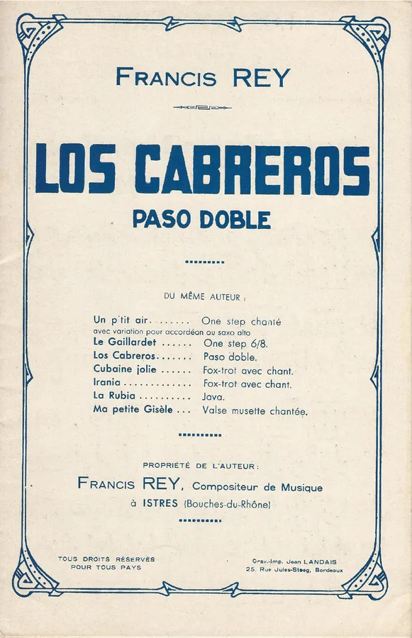 Cover for Francis Rey | Los Cabreros | Piano