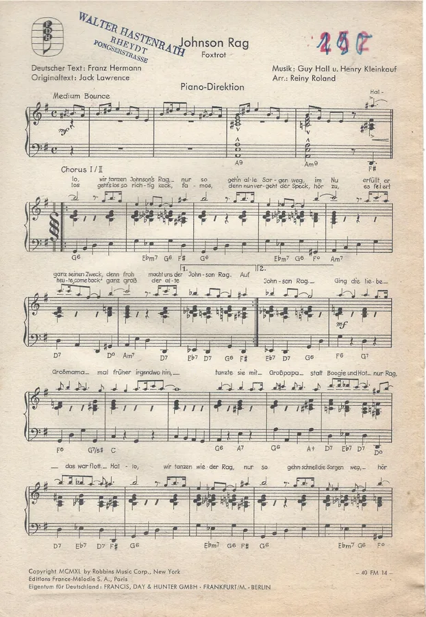 Cover for Guy Hall | Henry Kleinkauf | Johnson Rag | Small Orchestra | Combo