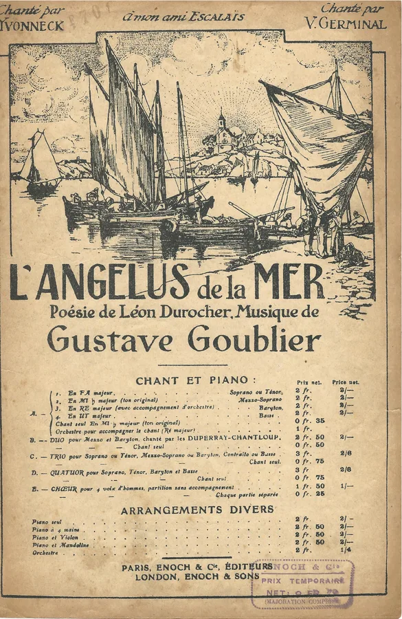 Cover for Gustave Goublier | Yvonneck | L'Angelus de la Mer | Chanson