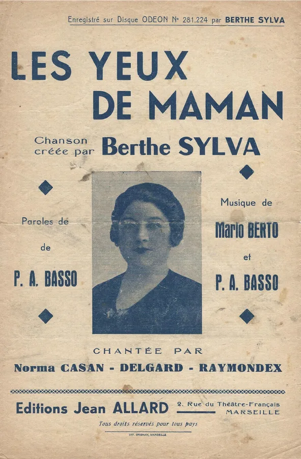 Cover for Berthe Sylva | Mario Berto | Les Yeux de Maman | Chanson
