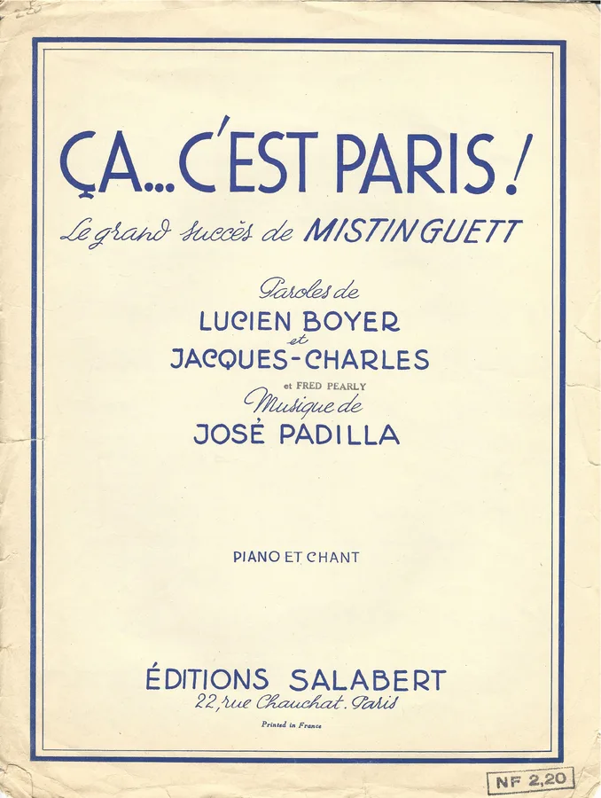 Cover for Jose Padilla | Mistinguett | Ca C'est Paris | Piano | Vocals