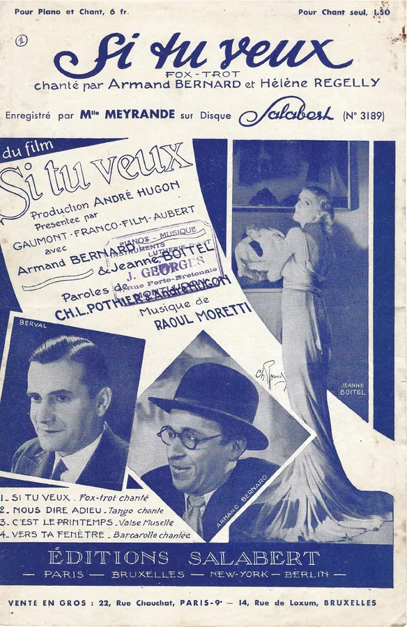 Cover for Armand Bernard | Helene Regelly | R. Moretti | Si tu veux | Chanson