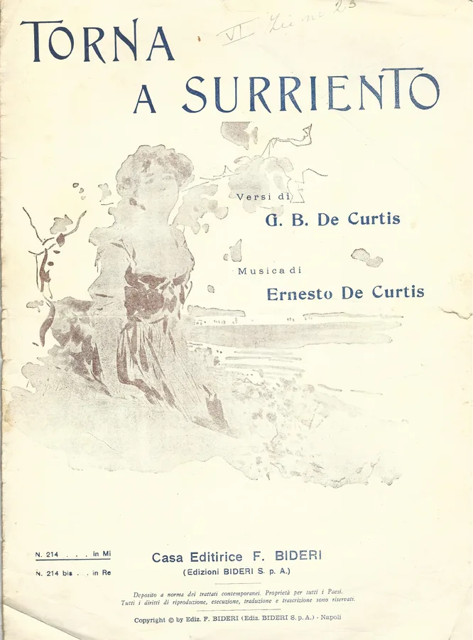 Cover for Ernesto de Curtis | Torna a Surriento | Piano | Vocals