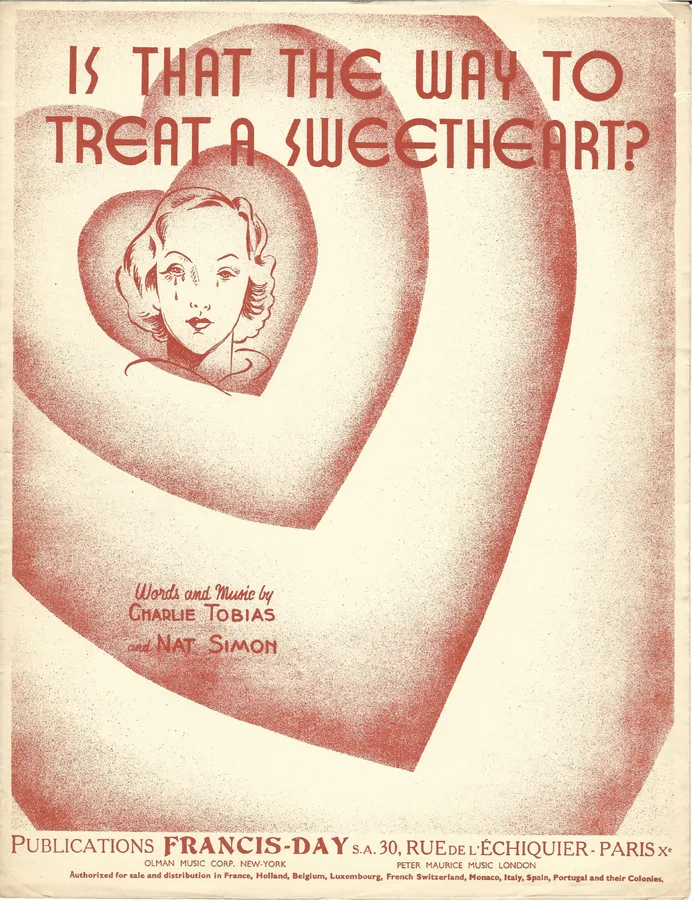 Cover for Charlie Tobias | Nat Simon | Is that the way to treat a sweetheart | Piano