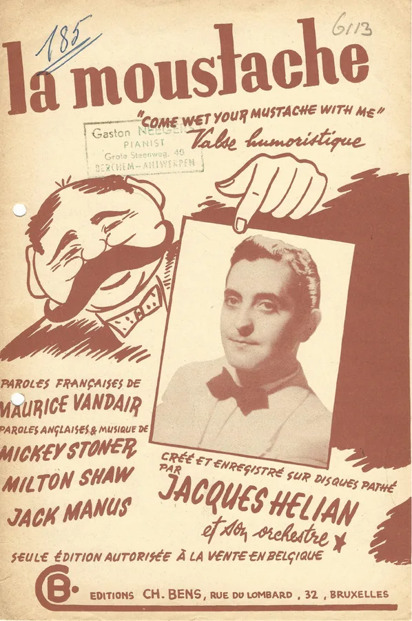 Cover for Jacques Helian | Milton Shaw | Jack Manus | La moustache | Vocals | Piano
