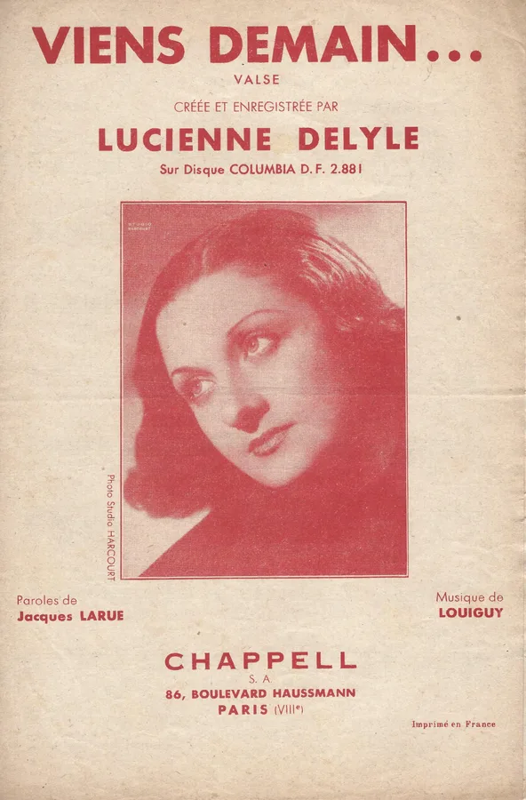 Cover for Lucienne Delyle | Louiguy | Viens Demain | Chanson