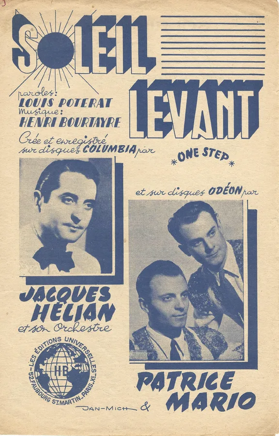 Cover for Jacques Helian | Patrice et Mario | Henri Bourtayre | Soleil Levant | Vocals