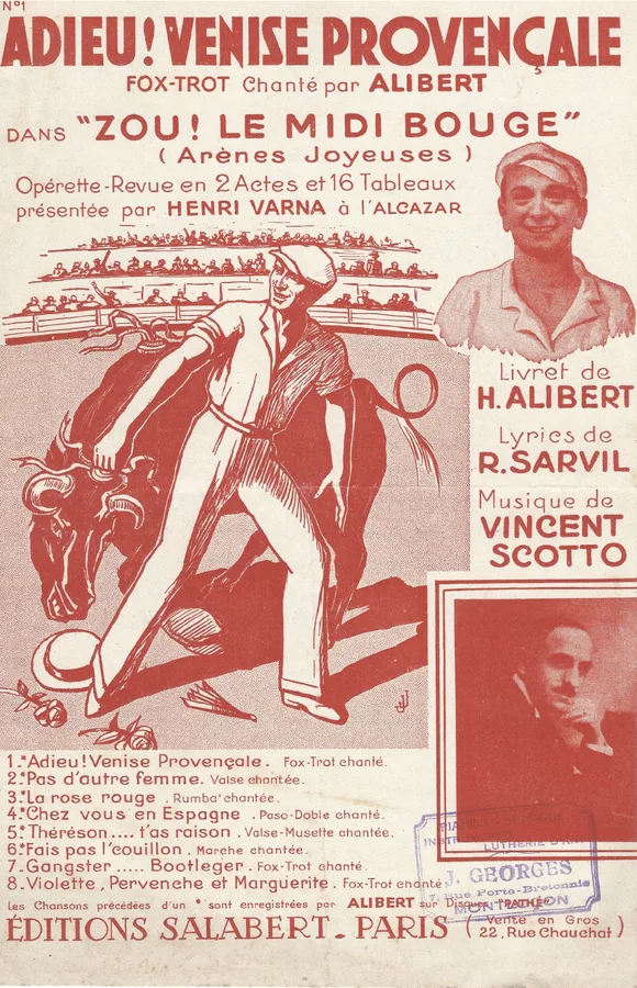 Cover for Vincent Scotto | Alibert | Adieu Venise Provencale | Chanson