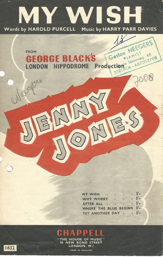 Cover for Jenny Jones | Harry Parr Davies | My wish | Piano | Vocals