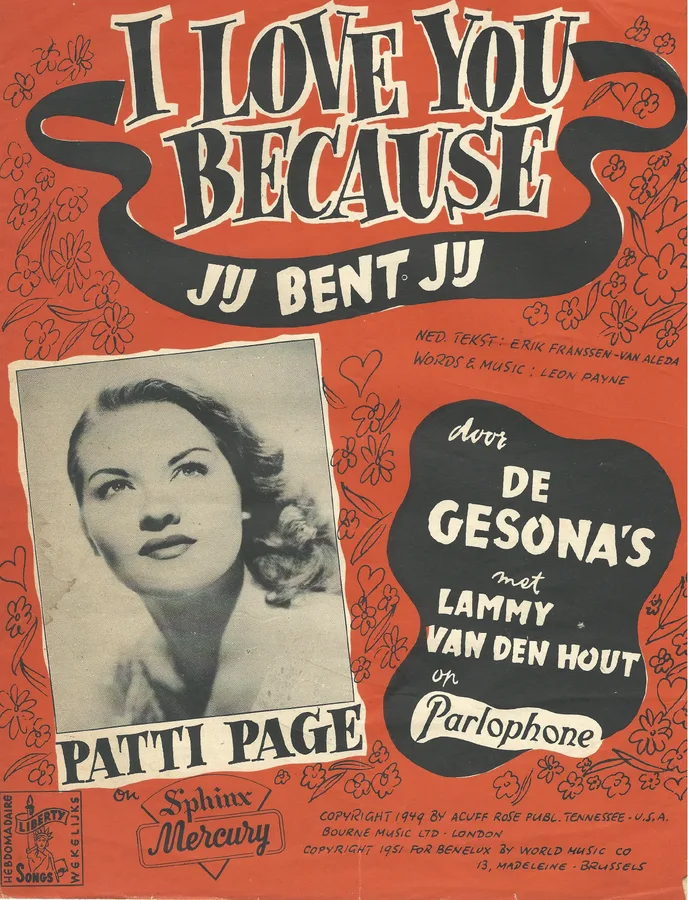Cover for Patti Page | I love you because | De Gesona's | Leon Payne | Jij bent jij