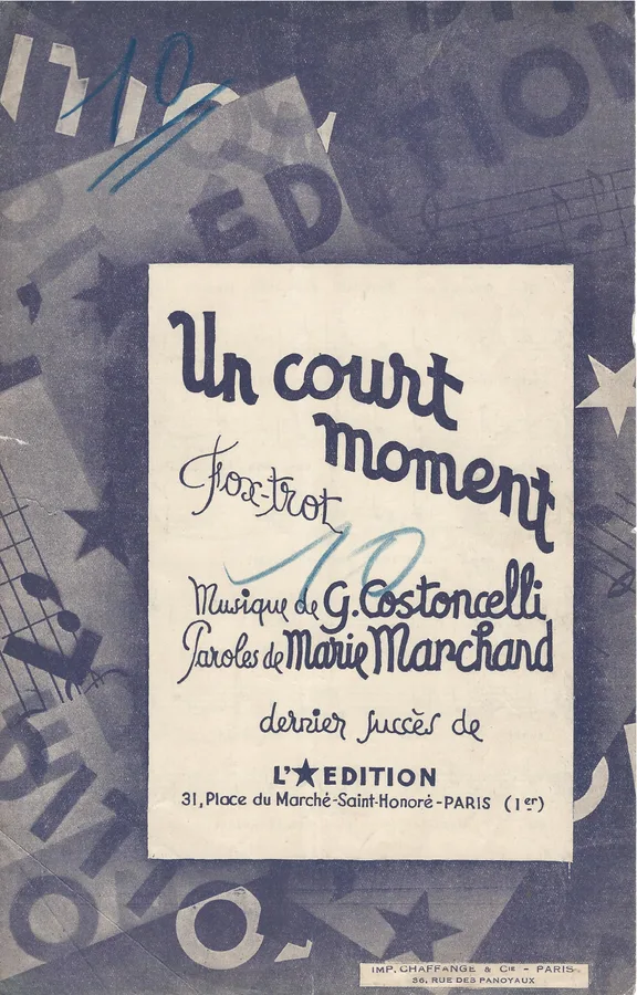 Cover for G. Costoncelli | Un Court Moment | Piano | Accordeon