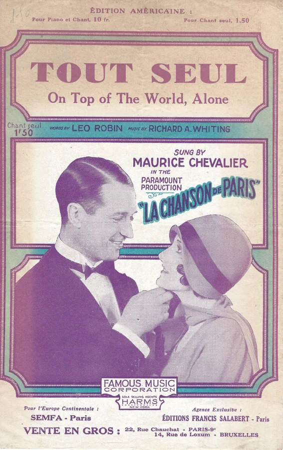 Cover for Maurice Chevalier | Richard A. Whiting | Tout Seul | Chanson