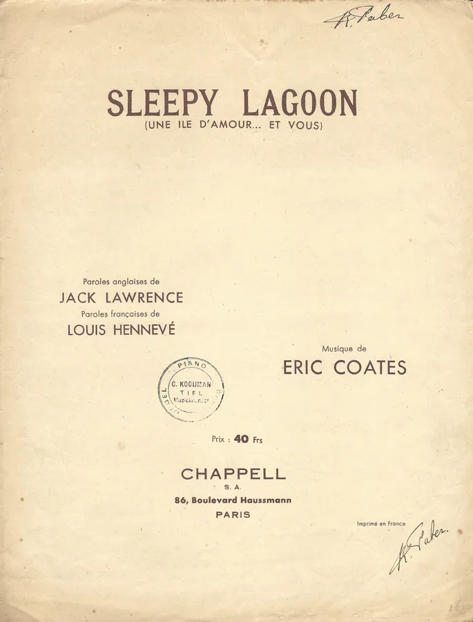Cover for Eric Coates | Sleepy Lagoon | Piano | Vocals