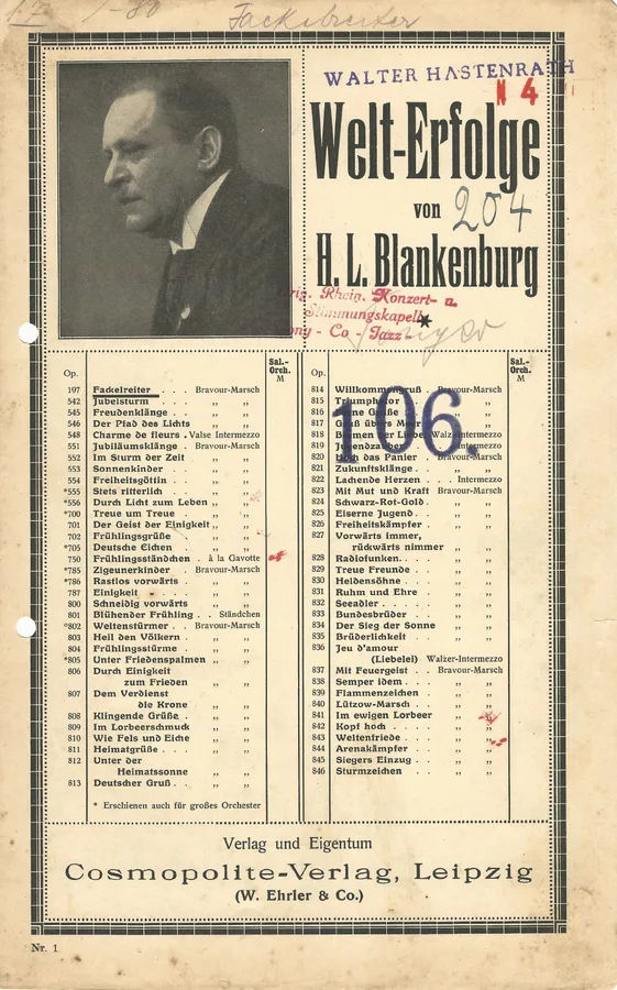 Cover for H.L. Blankenburg | Fackelreiter | Opus 179 | Orchestra