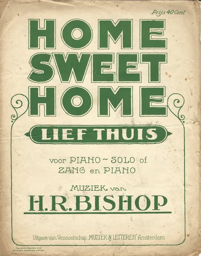 Cover for H.R. Bishop | Lief Thuis | Home Sweet Home | Piano | Vocals