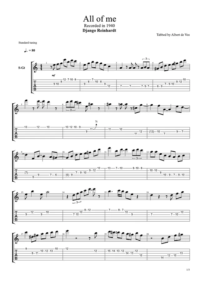 Cover for Django Reinhardt | Gerald Marks | All of me | Guitar Manouche