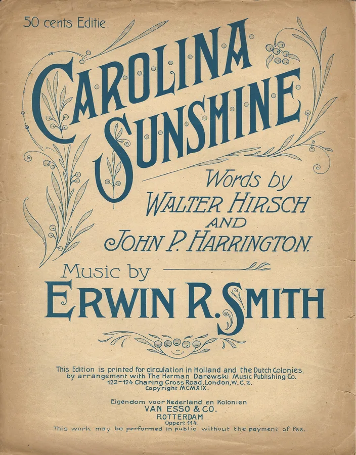 Cover for Erwin R. Smith | Carolina Sunshine | Piano | Vocals