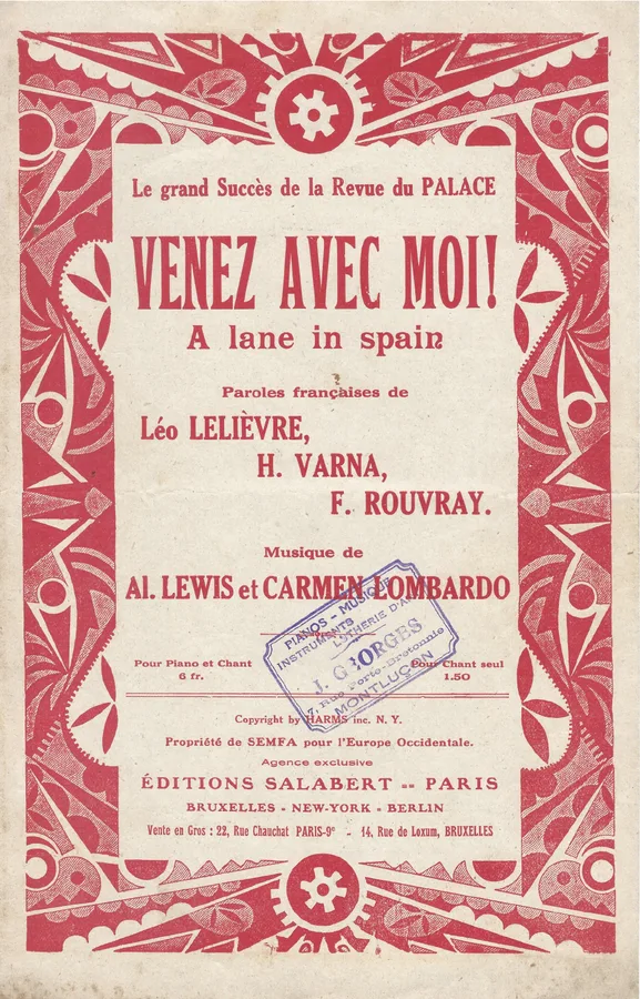 Cover for Al. Lewis | Carmen Lombardo | Venez Avec Moi! | Chanson