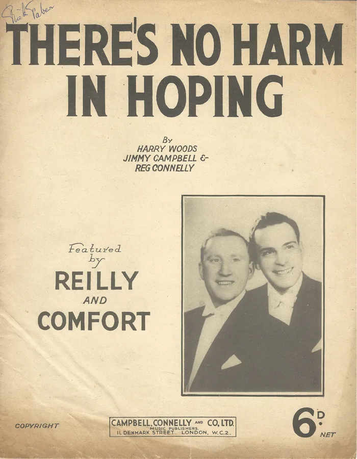 Cover for Reilly and Comfort | Harry Woods | There's no harm in hoping | Piano | Vocals