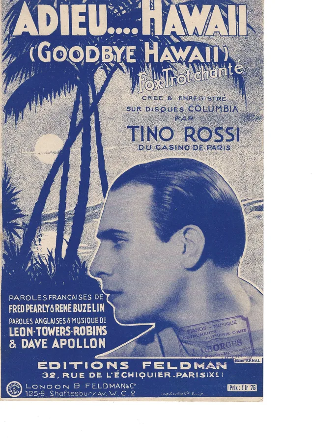 Cover for Tino Rossi | Leon Towers Robins | Adieu Hawaii | Vocals