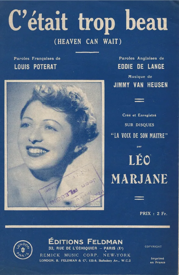 Cover for Leo Marjane | Jimmy van Heusen | C'est etait trop beau | Chanson