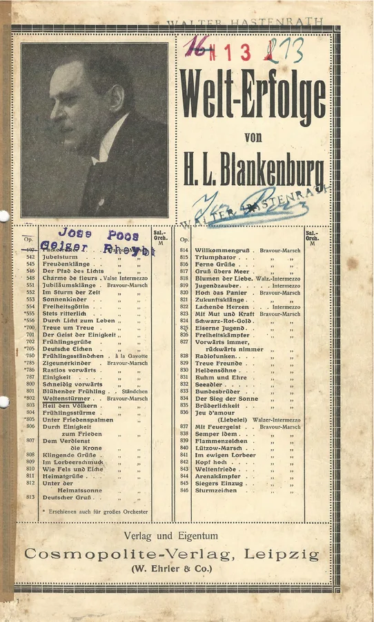 Cover for H.L. Blankenburg | Weltensturmer | Opus 802 | Orchestra