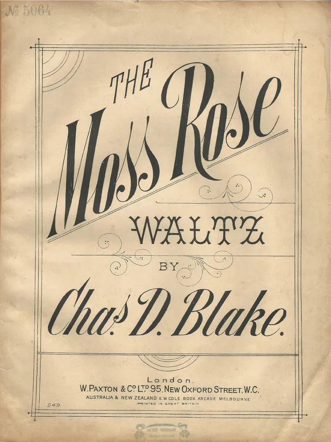 Cover for Chas. D. Blake | The Moss Rose Waltz | Piano