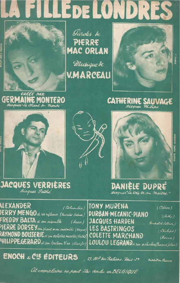 Cover for V. Marceau | Catherine Sauvage | La Fille de Londres | Chanson