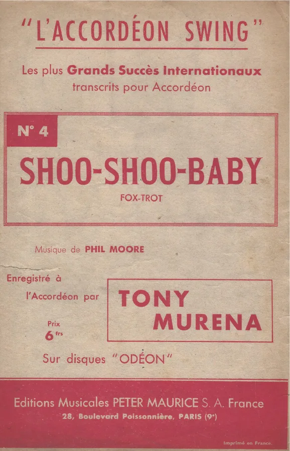 Cover for Tony Murena | Phil Moore | Shoo Shoo Baby | Accordion