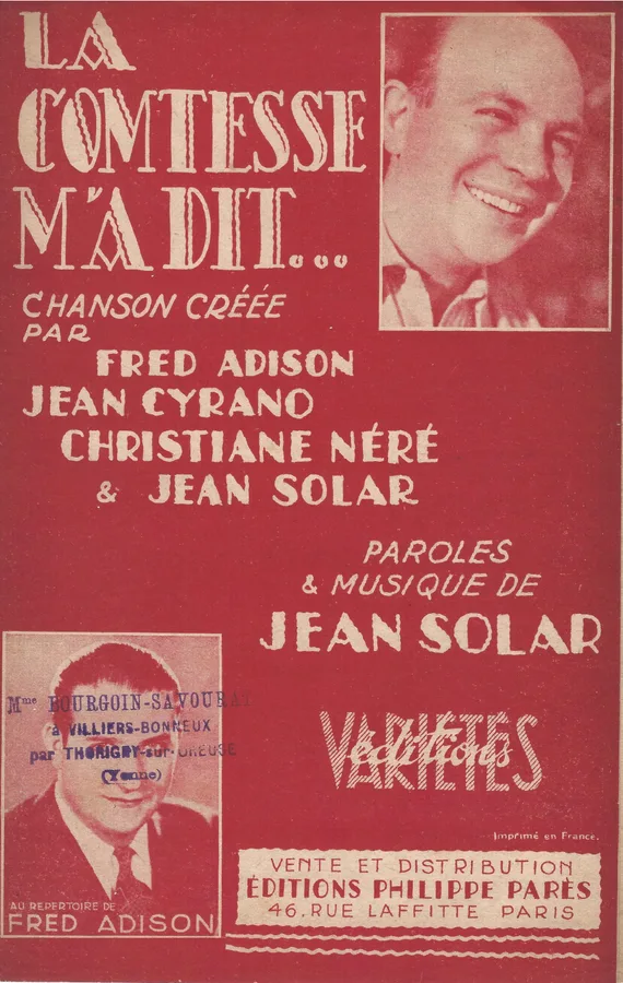 Cover for Jean Cyrano | Jean Solar | La Comtesse m'a dit | Chanson