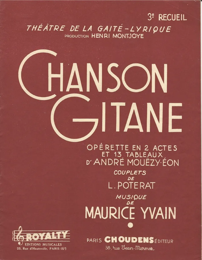 Cover for Maurice Yvain | Chanson Gitane | 3e Recueil | Piano | Vocals