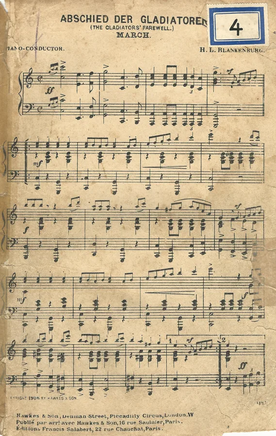 Cover for H.L. Blankenburg | Abschied der Gladiatoren (print 1906) | Piano