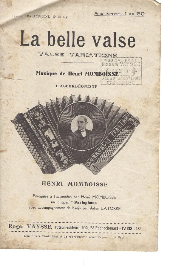 Cover for Henri Momboisse | Alcib Mario | La belle valse | Piano | Accordeon