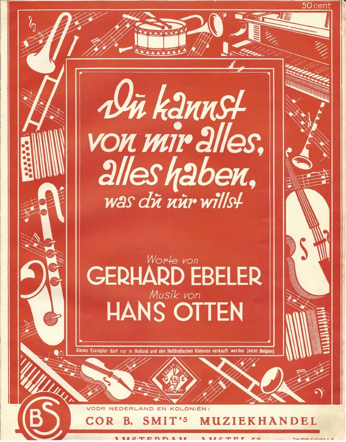 Cover for Hans Otten | Du kannst von mir alles haben | Piano | Vocals