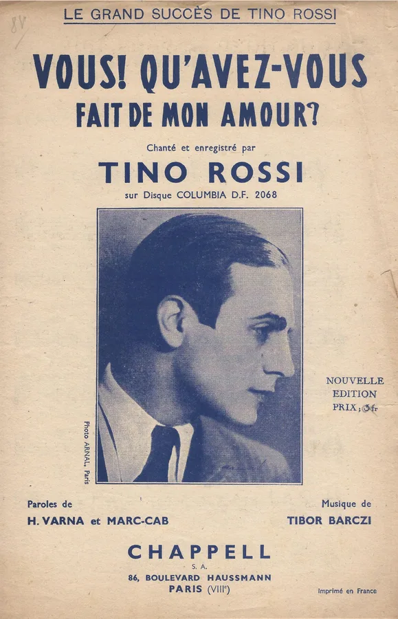 Cover for Tino Rossi | Tobor Barczi | Vous Qu'Avez Vous Fait de Mon Amour | Chanson