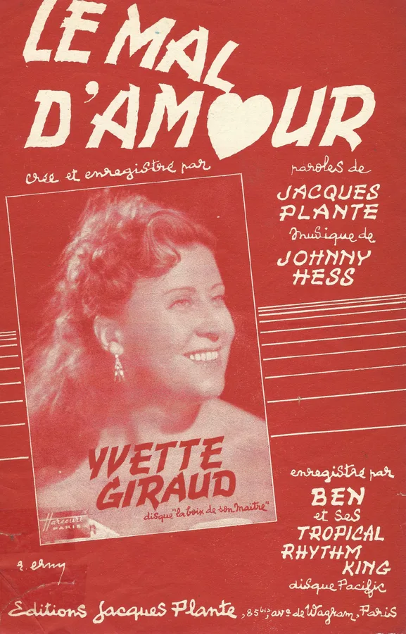 Cover for Yvette Giraud | Johnny Hess | Le mal d'amour | Vocals